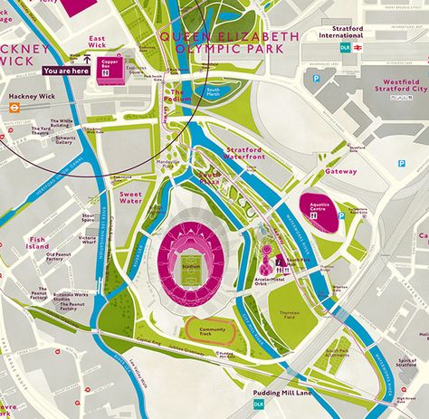 Wayfinding for London’s Olympic Park Olympic Park London, London Park, Architecture Drawing Art, Master Plan, Map Design, Queen Elizabeth, Architecture Drawing, Queen, London