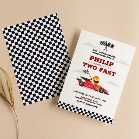 Two Fast Race Car Racing Boy Birthday Party Invitation Car Birthday Party Invitations, Car Invitation, Birthday Ticket, Racing Boy, Two Fast Birthday, Racing Birthday, Sports Birthday Invitations, Cars Birthday Invitations, Sports Birthday Party