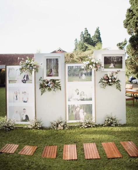 Outdoor Wedding Photobooth, Sangjit Decoration, Photo Corner, Wedding Photo Display, Wedding Entrance Decor, Foto Wedding, Wedding Moodboard, Dubai Wedding, Wedding Planning Decor