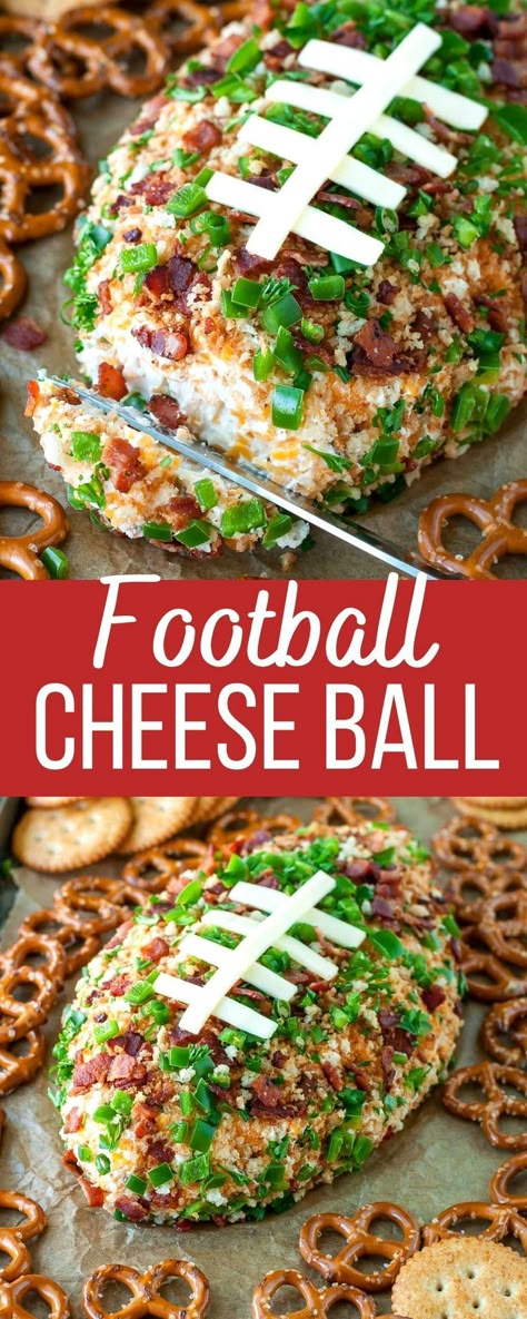 football shaped cheese ball with bacon and jalapeño Football Shaped Appetizers, Football Cheeseball, Football Cheese Ball, Football Shaped Foods, Football Party Foods, Game Day Party, Bowl Party Food, Football Snacks, Football Party Food