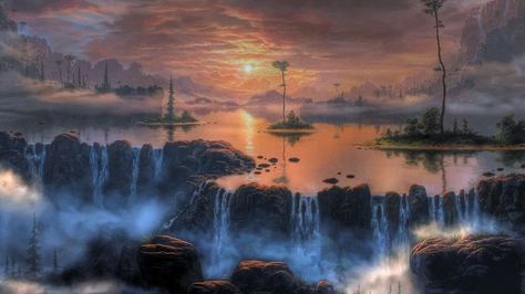 Prehistoric Landscape, Gothic Landscape, Environment Painting, Fantasy Setting, Fantasy Places, Matte Painting, Fantasy Art Landscapes, 판타지 아트, Landscape Wallpaper