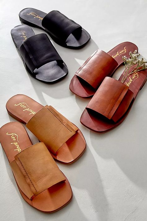 Verona Slide Sandals | Free People Brown Sandals Outfit, Sandals Outfit Summer, Free People Sandals, French Shoes, Slides Outfit, Sandals Strappy, Classy Shoes, Sandals Outfit, Chunky Sandals