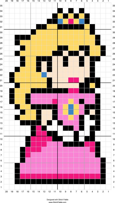 Princess Peach Cross Stitch, Peach Pixel Art, 8bit Mario, Minecraft Decor, Stitch Fiddle, Crochet C2c Pattern, Pixel Grid, Cross Stitch Pattern Maker, Art Pixel