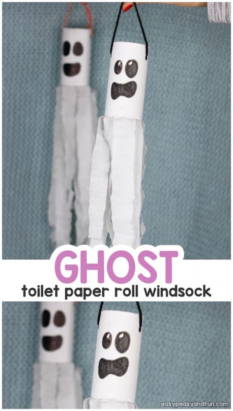 Ghost Windsock, Halloween Toilet Paper Roll Crafts, Halloween Kita, Halloween Toilet Paper, Toilet Paper Roll Craft, Childcare Ideas, Roll Craft, Ghost Crafts, Fox Crafts