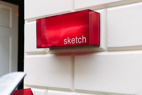 Crazy Bathroom, Crazy Bathrooms, Lightbox Signage, Sketch London, London Eats, Wayfinding System, Sign Logo, Red Sign, Coffee Shop Design