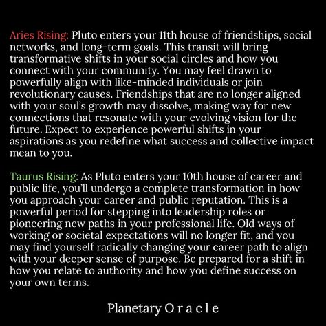 Drop a ❤️‍🔥❤️‍🔥 if you’re ready for your greatest transformation of all time. ✨ On October 11, 2024, Pluto stations direct at 29° Capricorn, marking the final phase before it re-enters Aquarius on November 19, 2024. This shift brings nearly 20 years of collective transformation, revolution, and the redefinition of power within communities. Expect groundbreaking changes as Pluto activates deep transformation for each rising sign. 💫 💬 How are you preparing for Pluto’s transformative energy? ... Rising Sign, Soul Growth, Social Circles, Long Term Goals, November 11, Social Networks, All Time, 20 Years, All About Time