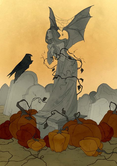 Autumn Cemetery, Abigail Larson, Gothic Artwork, Cemetery Art, Chihuly, Witch Art, Art Antique, Creepy Art, Gothic Art