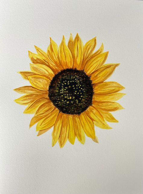 A happy Sunflower, painted in watercolours on premium acid-free, cold press paper. I love to paint sunflowers as the centres are so unique to each flower and the colour of them seems to make people smile. This is being sold as an unframed painting leaving you free to choose your own frame to suit your home decor. Each painting is signed and dated. Sunflower Painting Simple, How To Paint A Sunflower, Sunflower Colouring, Small Sunflower Painting, Simple Sunflower Painting, Sunflower Reference, Sunflower Painting Watercolor, Sunflower Drawing Ideas, Sunflower Painting Easy