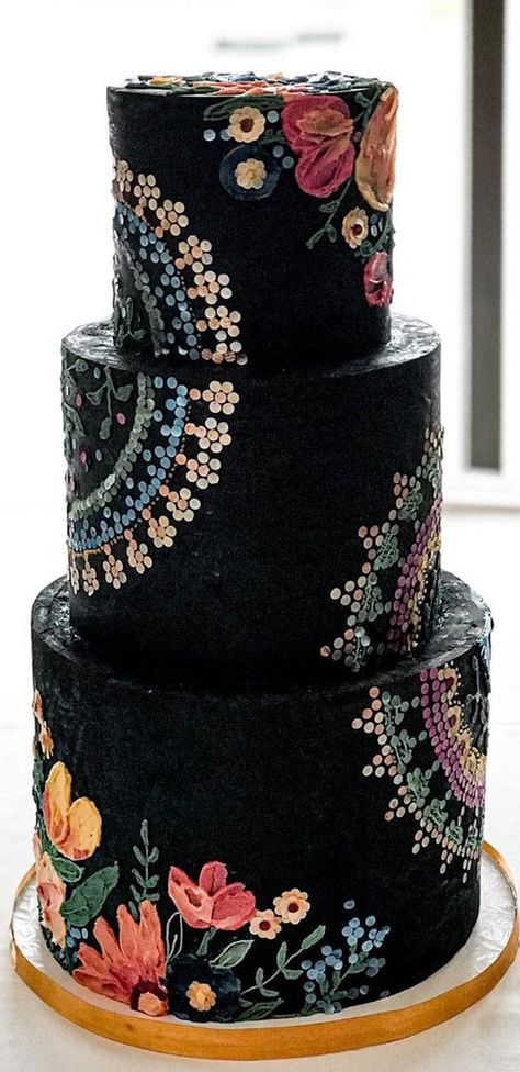 Sequin Wedding Cake, Sequin Cake, Types Of Wedding Cakes, Painted Wedding Cake, Artist Cake, Pretty Wedding Cakes, Black Wedding Cakes, Wedding Cake Ideas, Gorgeous Wedding Cake