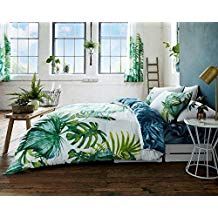 Duvet Cover with Pillow Case Quilt Cover Bedding Set Single Double King (Tropical Leaf, King) Tropical Bedroom, Geometric Duvet Cover, Modern Duvet Covers, Tropical Bedrooms, Bedding Linen, Reversible Bedding, Fitted Bed, King Size Duvet Covers, Luxury Duvet Covers