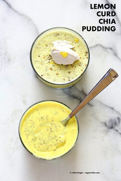 Lemon Curd Chia Pudding. Zesty Lemon Coconut Milk Turmeric Pudding with Chia seeds. Easy 5 Ingredient Vegan gluten-free nut-free soy-free Recipe Chia Pudding Vegan, Whipped Coconut Cream, Chia Recipe, Water Lemon, Vegan Richa, Coconut Pudding, Soy Free Recipes, Water Benefits, Chia Pudding Recipes