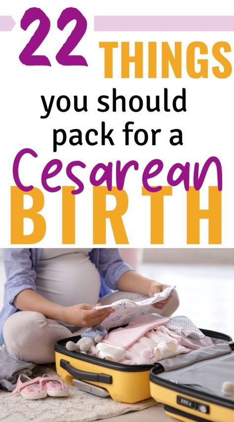 Are you mentally preparing for a c section? One thing on your to do list is to pack a hospital bag for c section delivery. After three c sections, I have a checklist for what to pack for a c section. Here are 22 things to pack for a scheduled cesarean. Hospital Bag For C Section, Hospital Bag C Section, Csection Hospital Bag, Birth Hospital Bag, Scheduled C Section, Hospital Bag List, Hospital List, Hospital Bag For Mom To Be, Packing Hospital Bag