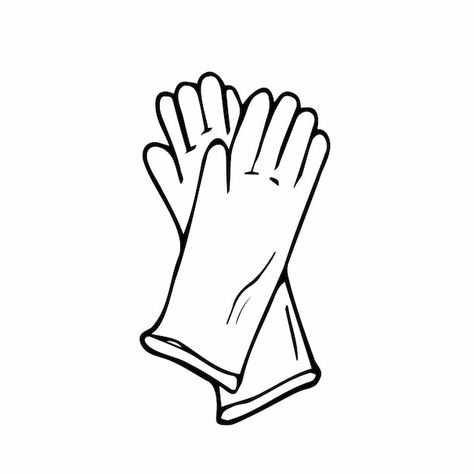 Doodle rubber gloves icon. vector gloves... | Premium Vector #Freepik #vector #rubber-gloves #hand-gloves #gloves #sketch-design Hand With Gloves Drawing, Glove Sketch Design, Hand Gloves Drawing, Ppe Equipment Drawing, Gloves Sketch, Drawing Gloves, Painting Gloves, Gloves Illustration, Gloves Drawing