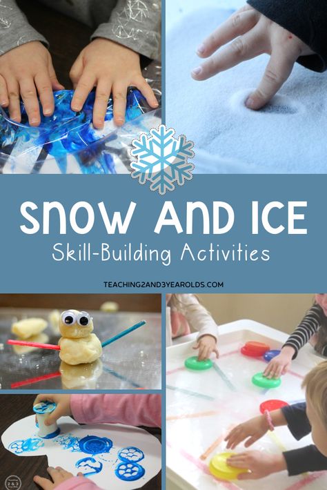 Put together preschool winter ideas with an ice and snow theme while also building a variety of skills. Free printable activities included! #winter #ice #snow #skills #toddlers #preschool #motorskills #art #science #cooking #classroom #homeschool #teachers #2yearolds #3yearolds #teaching2and3yearolds Winter Preschool Printables, Winter Activities For Preschoolers, Winter Activities For Toddlers, Apple House, Winter Theme Preschool, Ice Play, Preschool Prep, Classroom Homeschool, Preschool Play