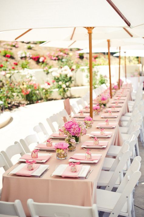 Bridal Shower Inspiration ~ So beautiful! Photography by Pictilio, Floral Design by Avenue Florist Backyard Bridal Showers, Outdoor Bridal Showers, Tafel Decor, Summer Bridal Showers, Bridal Shower Inspiration, Deco Rose, Party Deco, Shower Inspiration, Pink Bridal Shower