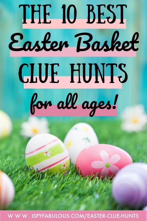 My mom used to write riddles that led us to our Easter baskets each year. Now, we have the ease of free, #printable# EasterBasket clue hunts ready to go. This is my list of the best Easter basket #cluehunts around - all free, all printable, so you can be ready to go in minutes. With pictorial options for young children all the way to a special basket hunt for your partner, you'll have something for everyone in your family. Use, share, rotate every year, and have the best Easter ever. #Easter Easter Egg Scavenger Hunt Clues, Easter Basket Hunt, Easter Riddles, Easter Scavenger Hunt Clues, Egg Hunt Clues, Easter Egg Scavenger Hunt, Easter Egg Hunt Clues, Easter Treasure Hunt, Adult Easter Baskets