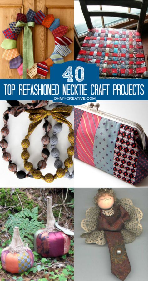 40 Top Refashioned Necktie Craft ... Repurposed Neckties, Neck Tie Projects, Ties Crafts, Diy Necktie Projects, Mens Ties Crafts, Necktie Quilt, Fun Diy Craft Projects, Necktie Crafts, Tie Ideas