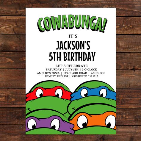 Teenage Mutant Ninja Turtles Birthday Party Invitations | DolanPedia Invitations Ideas Ninja Turtle Invitations, Teenage Mutant Ninja Turtles Birthday, Ninja Turtle Theme, Ninja Turtles Birthday, Mutant Ninja Turtles Party, Turtle Birthday Parties, Turtle Theme, Tmnt Birthday, Ninja Turtles Birthday Party