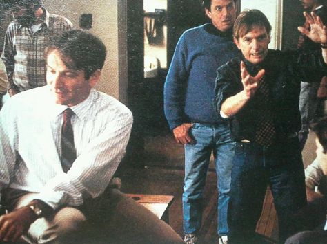 PETER WEIR sets up a shot with ROBIN WILLIAMS on the set of DEAD POETS SOCIETY Society 1989, Peter Weir, Mork & Mindy, Oh Captain My Captain, Captain My Captain, Christopher Reeve, Best Director, Dead Poets Society, Falling In Love With Him