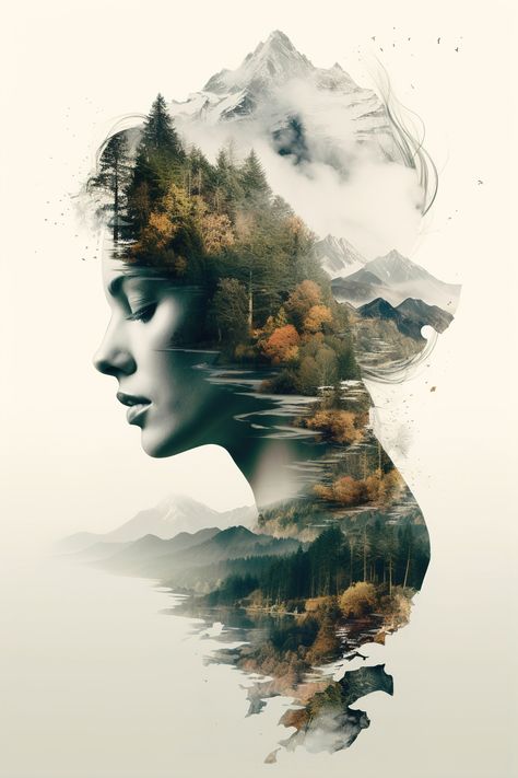 Follow our Photoshop course to learn how to create stunning Double Exposure Art.  www.artandthecity.com Composite Images Photoshop, Photoshop Composition Ideas, Landscape Portrait Photography, Double Exposure Photoshop, Double Exposure Art, Photoshop Landscape, Aquarium Live Wallpaper, Double Exposure Photo, Double Exposure Portrait