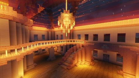 Minecraft Castle Ballroom, Minecraft Ballroom Ideas, Ballroom Minecraft, Minecraft Ballroom, Mc Interior, Castle Ballroom, Blossom Craft, Real Minecraft, Mc House