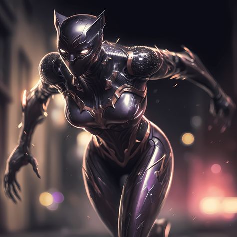 ArtStation - Black Panther, Brian Preston Female Black Panther Art, Female Black Panther, Black Panther Costume, Black Cat Marvel, Warrior Outfit, Black Panther Art, Android Wallpaper Art, Comics Love, Female Superhero