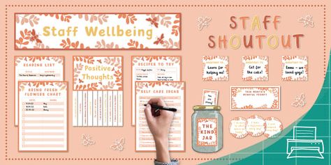 Staff Wellbeing, Wellbeing Activities, Bee Classroom, Staff Morale, Calming Corner, Flower Chart, Buzz Bee, Classroom Organisation, Academic Planner