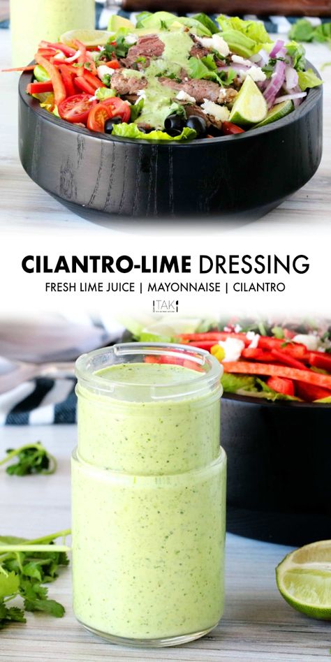 This 5-Minute Homemade Creamy Cilantro Lime Dressing is perfect for adding a little zest to your salad and delicious Mexican flair to anything it touches! It serves double duty as a condiment for grilled meats, fish tacos, and more! Cilantro Lime Dressing Recipe, Fish Taco Salad, Creamy Cilantro Lime Dressing, Avocado Benefits, Avocado Health Benefits, Creamy Salad Dressing, Jamaican Dishes, Cilantro Lime Dressing, Homemade Salads