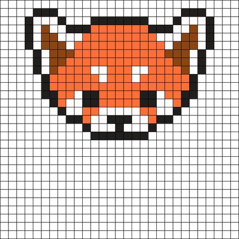 Red Panda Perler Bead Pattern | Bead Sprites | Animals Fuse Bead Patterns Perler Bead Red Panda, Red Panda Pixel Art Grid, Red Panda Cross Stitch Pattern, Red Panda Perler Bead Patterns, Red Panda Pixel Art, Hama Beads Patterns Animals, Red Pixel Art, Hama Beads Animals, Red Panda Pattern