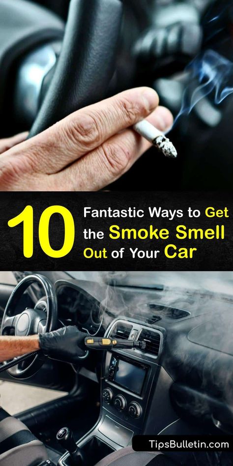 Cigarette smoke smell makes your car an unpleasant place. Eliminate smoke odor with a DIY air freshener, baking soda, activated charcoal, or a dryer sheet to leave your car smelling fresh and inviting. #get #smoke #smell #out #car Odor Eliminator Diy, Car Odor Eliminator, Smell Remover, Air Car, Vehicle Care, Diy Air Freshener, Uses For Coffee Grounds, Car Smell, Car Upholstery