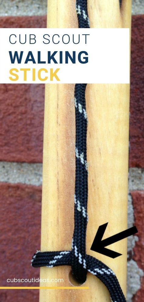 Cub Scout walking stick is a fun craft project that is useful and can bring back fond memories when they hike with it for years to come. #cubscoutideas #cubscout #walkingstick #DIY #DIYcraft #outdooractivity Scout Woodworking Projects, Cub Scout Crafts, Cub Scout Activities, Arrow Of Lights, Girl Scout Activities, Girl Scout Juniors, Scout Activities, Activities For Boys, Scouts Crafts