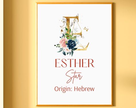 Esther Name Meaning Printable, Kids Room Wall Art, Baby Name Meaning, Personalized Print, New Baby Gift by GoodnessandFavour on Etsy Esther Name, Kids Room Printables, Baby Name Meaning, Gifts For Pastors, Baby Names And Meanings, Name Wall Art, Printable Kids, Kids Room Wall, Baby Wall Art