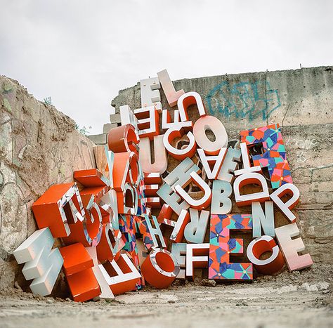 Typography Installation, Jake Sherman, Big Typography, Sign Installation, Jr Art, Typographic Art, 3d Typography, Colossal Art, Modern Crafts