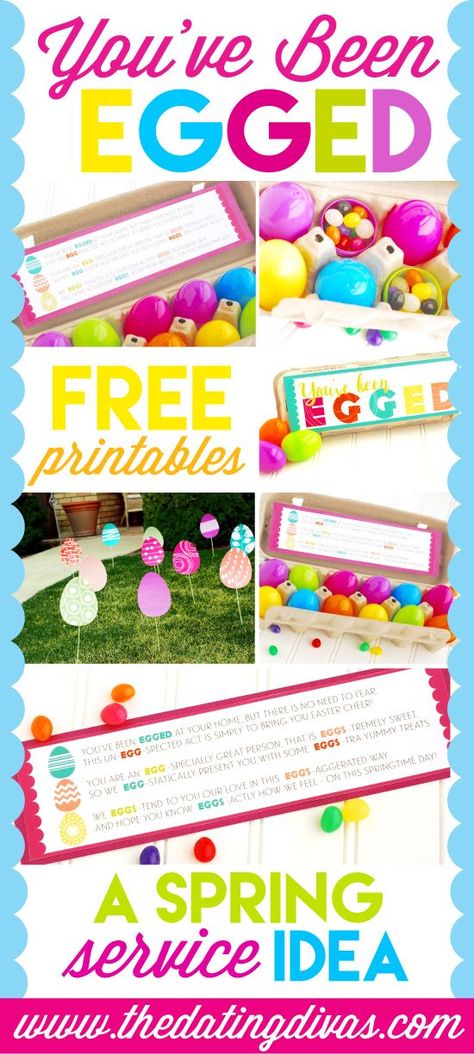 You've Been Egged Service Idea with Free Printables. I have been looking for something like this! #easter Lds Activities, Key Club, Easter Service, Staff Morale, Community Services, Colorful Eggs, Cheer Squad, Dating Divas, Spring Celebration