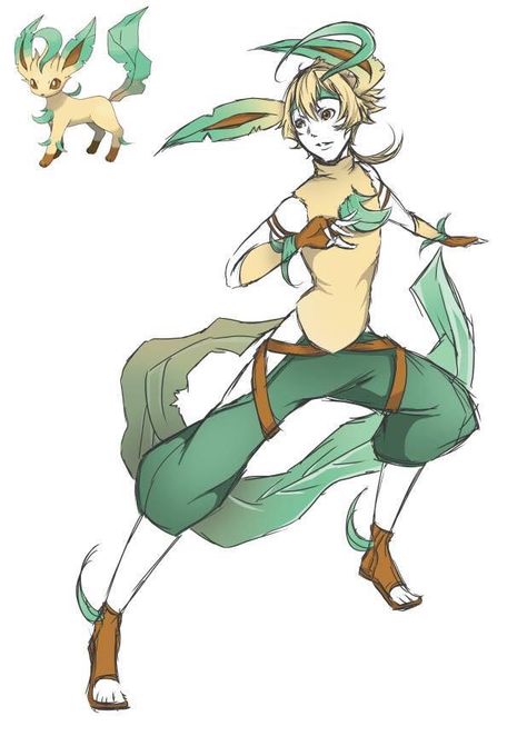 Eeveelutions Pokemon Gijinkas Fan Art Leafeon Human, Humanoid Creatures, Eevee Evolutions, Pokemon Cosplay, Gym Leaders, Male Cosplay, Comics Memes, Human Art, Character Design Male