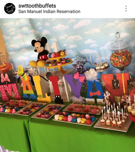 Mickey Mouse Clubhouse Dessert Table, Mickey Mouse Clubhouse Treat Table, Mickey Mouse Club House Food Ideas, Mickey Club House Cake, Mickey Clubhouse Cake Table, Mickey Mouse Funhouse Birthday, Mickey Mouse Gifts, Mickey Mouse Clubhouse Cake, Mickey Mouse Club House