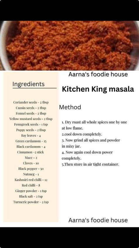 Indian Masala Spices, Cooking Shooking, Veg Pulao Recipe, Beef Biryani, Veg Pulao, Masala Powder Recipe, Kitchen Tricks, Homemade Spice Mix, Spice Blends Recipes