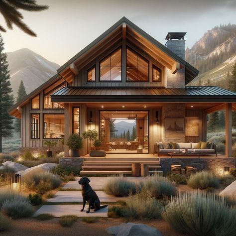 Modern Mountain Cabin Exterior, Aspen House Exterior, Modern Log Home Exterior, Mountain Chalet Exterior, Mountain Cabin Exterior, Modern Mountain Cabin, Mountain Dream Homes, Mountain Villa, Mountain Home Exterior