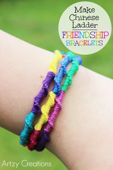 Chinese-Ladder-Friendship-Bracelets 6-Artzy Creations Ladder Friendship Bracelet, Chinese Staircase, Diy Crafts For Teens, Embroidery Bracelets, Friendship Bracelets Tutorial, Friendship Bracelets Designs, Bracelets Design, Diy Bracelets Easy