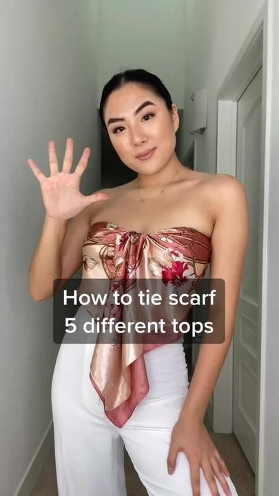 Scarf Top Outfit, Diy Clothes Tops, Ways To Tie Scarves, Diy Fashion Scarf, Silk Scarf Style, Ways To Wear A Scarf, Scarf Outfit, Tiktok Fashion, Diy Fashion Clothing