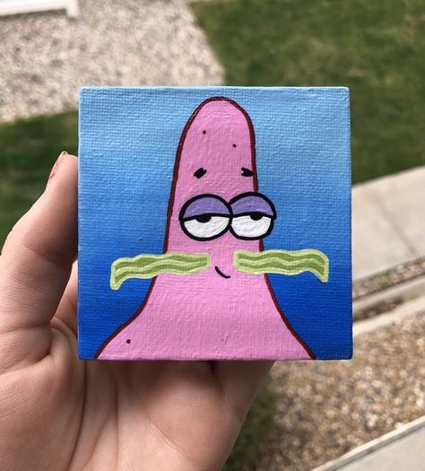 Handpainted Tote, Mini Toile, Doddle Art, Spongebob Painting, Trippy Painting, Hippie Painting, Small Canvas Paintings, Easy Canvas, Simple Canvas Paintings