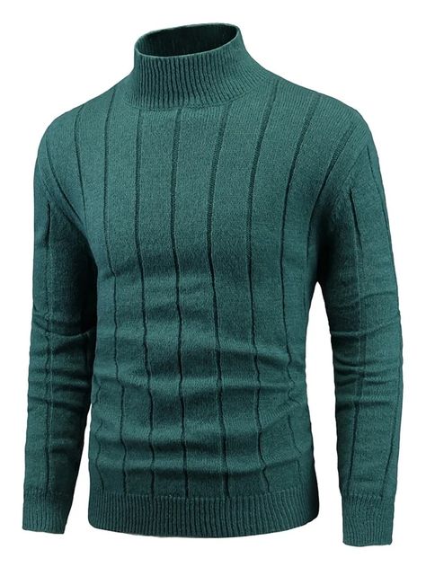 Men Ribbed Knit Stand Neck Sweater | SHEIN USA Scene Clothing, Casual Cardigan Sweater, Men Knitwear, Stand Neck, Turtleneck T Shirt, Winter Outfits Men, Knitwear Men, Photoshoot Outfits, Knit Fashion