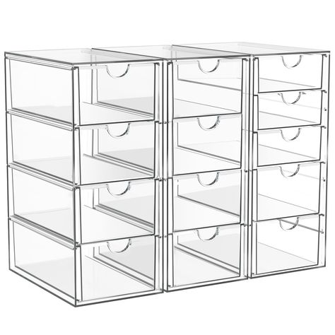 PRICES MAY VARY. Versatile Organizers: Our acrylic organizers help you to organize everywhere in your home. They can be used as organizers and storage for makeup organizer, desk organizer, office organizer, bathroom countertop organizer, kitchen organizer, or laundry under sink organizer, medicine cabinet, pantry, vanity. Desk organizer with drawers are versatile enough to serve as storage solutions for skincare, perfume, lipstick, blush, foundation, pencil, various beads, Lego,tape, washi tape, Bathroom Makeup Organization Drawers, Makeup Cart Organizer, Nail Desk Organization, Medicine Storage Ideas, Bead Storage Ideas, Organizing Vanity, Glass Organizer, Pantry Closet Organization, Office Supplies Storage