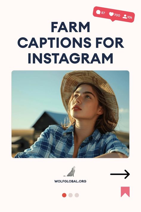 Promotional graphic for "Farm Captions for Instagram" with a woman in a straw hat.
A graphic with a checklist of farm life pleasures and a CTA button for more.
Promotional ad featuring a happy woman with a laptop and social media icons, advertising an Instagram engagement pod. Farm Instagram, Farm Day, Aesthetic Captions, Cute Goats, Morning Dew, Captions For Instagram, Instagram Captions, Farm Life, Instagram Feed