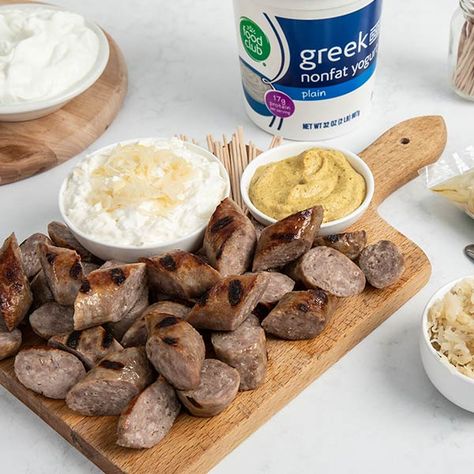 Bratwurst Appetizer Bites, Bratwurst Appetizers, Sauerkraut Dip, Bratwurst Bites, Brat Bites, Brats And Sauerkraut, Tailgate Treats, Grilled Bratwurst, Beef Cubed Steak