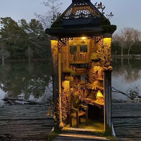 Here’s a little something we have been working on for the last year or so in our free time that we’re so excited to finally show y’all.. a… | Instagram Lantern Terrarium, Forest Coloring Book, Forest Book, Fairy Lanterns, Lantern Ideas, Faeries Gardens, Fairy Furniture, Garden Lanterns, Miniature Rooms