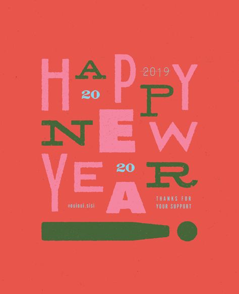 Happy New Year Postcards on Behance Holiday Typography Design, Happy New Year Poster Graphics, New Years Graphic Design, Happy New Year Design Graphics, New Year Greetings Design, New Year Poster Design Ideas, New Year Post Design, Hny Card, New Year Collage