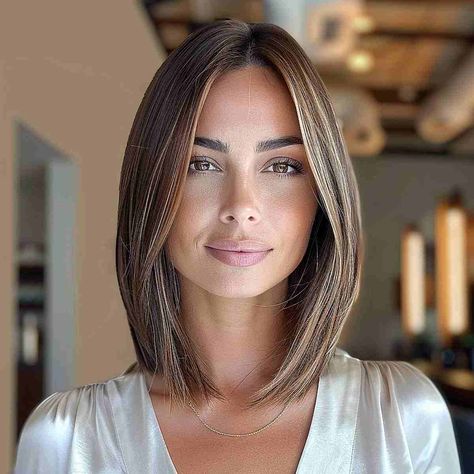 Inverted Bob Hairstyles Long Lengths, Best Long Bob Haircuts For Fine Hair, Fine Lob Haircut, Fine Straight Shoulder Length Hair, Tiffany Thiessen Hair, Long Bob For Straight Hair, Medium Length Straight Bob Haircut, Cute Haircuts For Thinning Hair, Brunette Fine Hair Styles