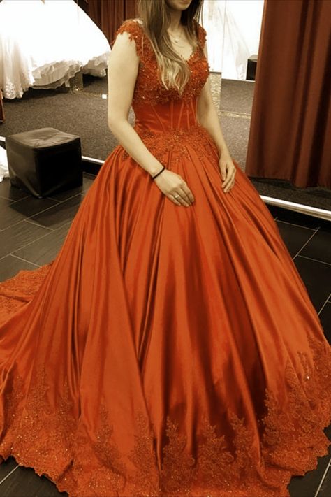 Burnt orange quince dress Burnt Orange Ball Gowns, Burnt Orange Prom Dress Puffy, Quinceanera Dresses Orange, Burnt Orange Satin Ball Gown Prom Dress, Orange Quinceanera Dresses Mexican, Orange Quince Dresses, Elegant Floor-length Orange Gown For Party, Orange Ball Gown, Orange Ballgown