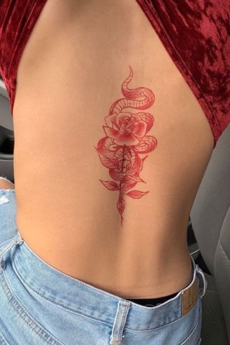 Red Dragon Spine Tattoo, Dragon Spine Tattoo, Red Tattoo Ideas, Red Dragon Tattoo, Dragon Rouge, Red Tattoo, Dragon Tattoo For Women, Red Rose Tattoo, Hip Tattoos Women